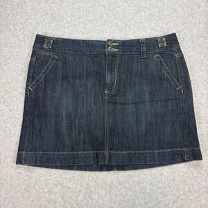Gap Denim Mini Skirt Womens 12 Blue Dark Wash Low Rise Preppy Chic Classic
